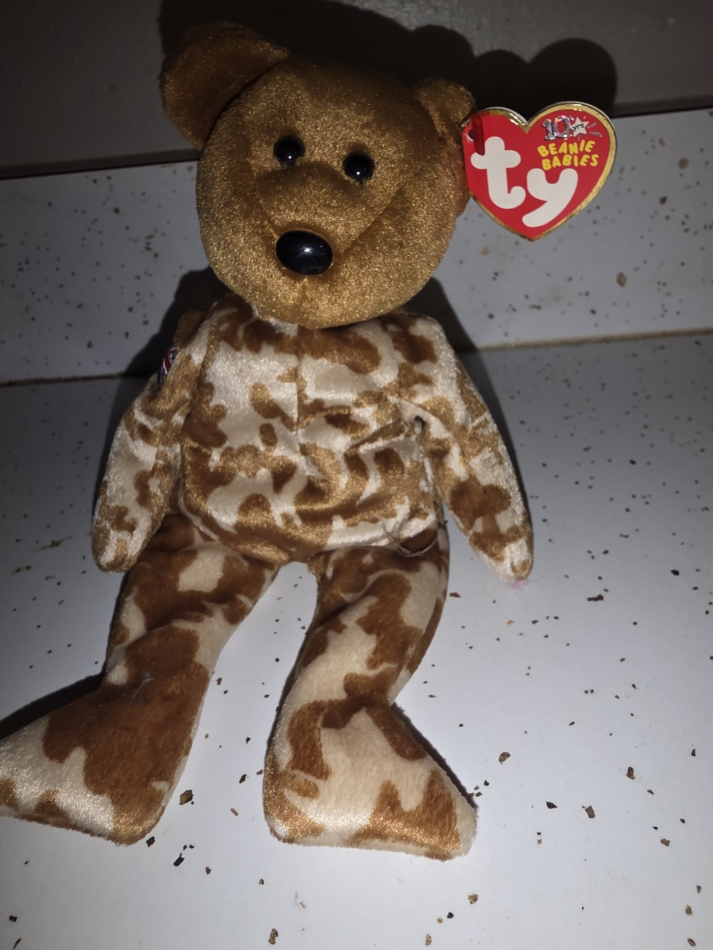 Ty Beanie Babies Brown Pattern Plush Bear - Hero 2003 NWT